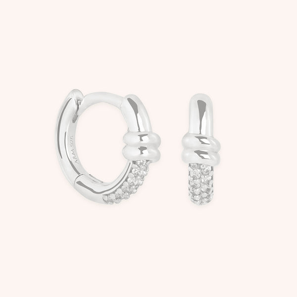 Pavé Knot Huggies in Silver-Astrid &amp; Miyu