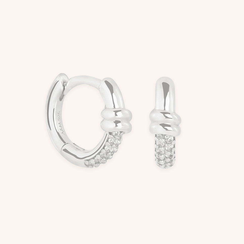 Pavé Knot Huggies in Silver-Astrid &amp; Miyu