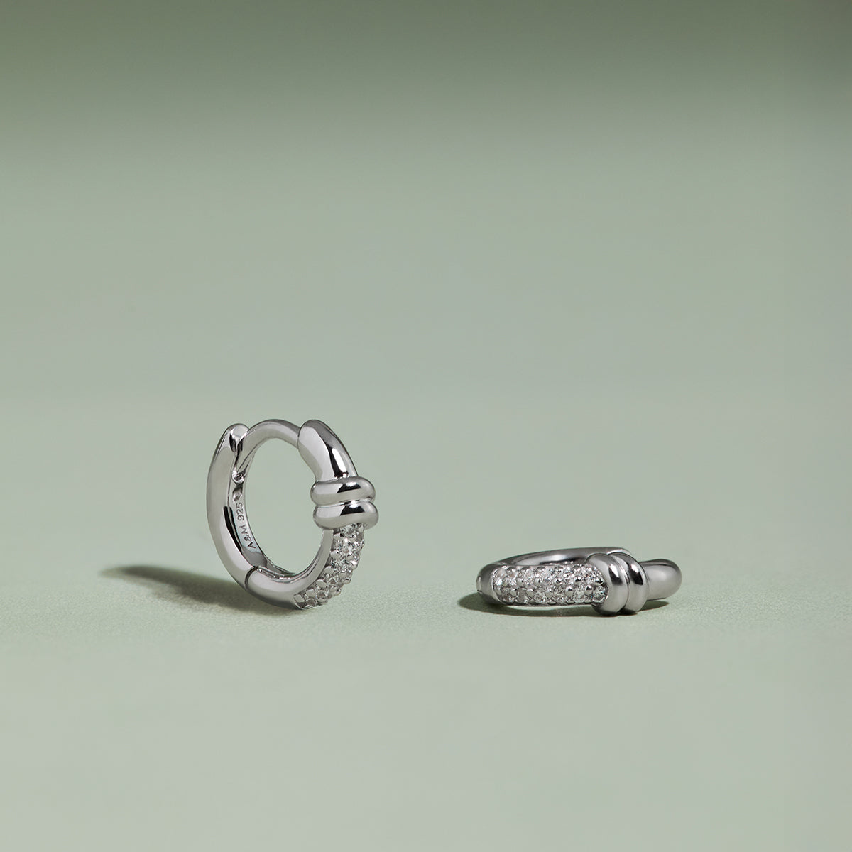 Pavé Knot Huggies in Silver-Astrid &amp; Miyu