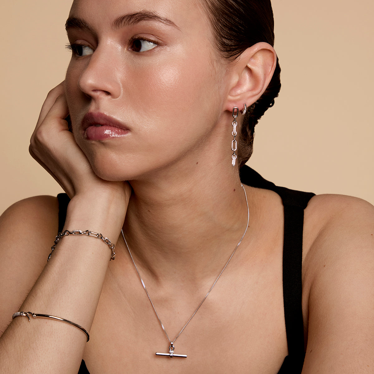 Pavé Knot Huggies in Silver-Astrid &amp; Miyu