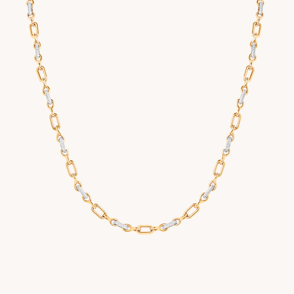 Pavé Chain Link Necklace in Gold-Astrid &amp; Miyu
