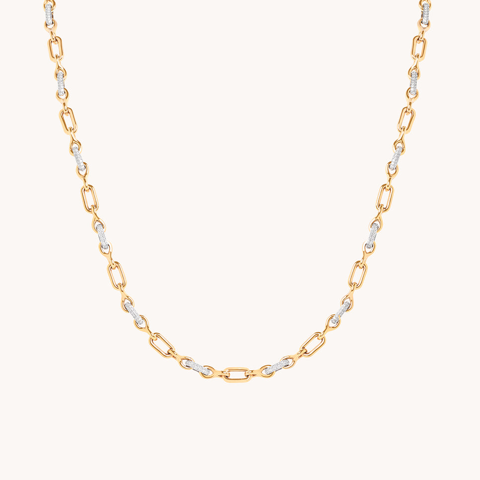 Pavé Chain Link Necklace in Gold-Astrid &amp; Miyu