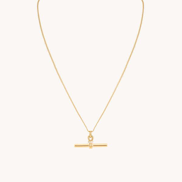 Hardware T-Bar Pendant Necklace in Gold-Astrid &amp; Miyu