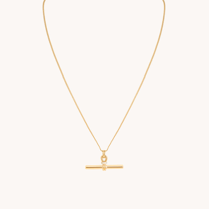 Hardware T-Bar Pendant Necklace in Gold-Astrid &amp; Miyu
