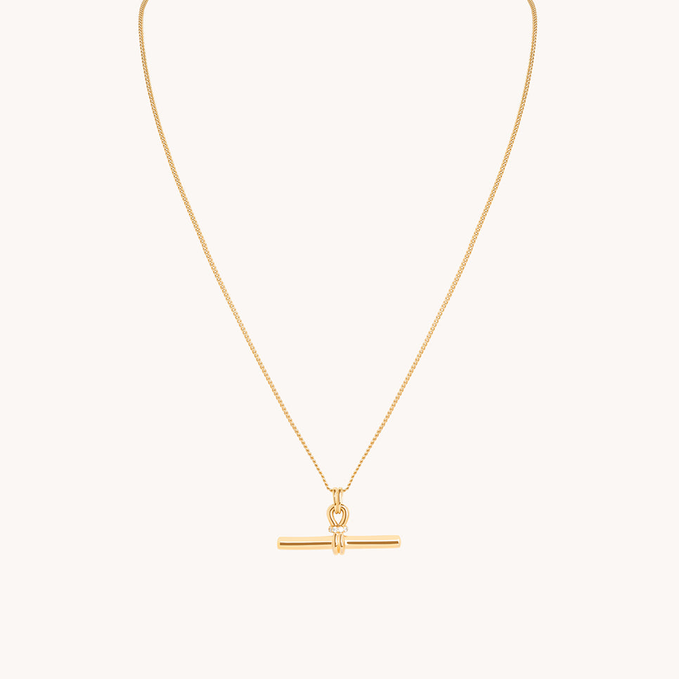 Hardware T-Bar Pendant Necklace in Gold-Astrid &amp; Miyu