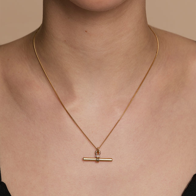 Hardware T-Bar Pendant Necklace in Gold-Astrid & Miyu