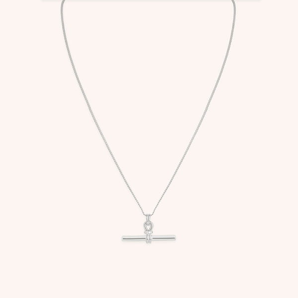Hardware T-Bar Pendant Necklace in Silver-Astrid &amp; Miyu