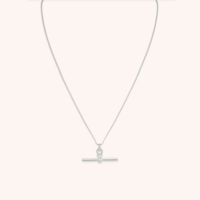 Hardware T-Bar Pendant Necklace in Silver-Astrid &amp; Miyu