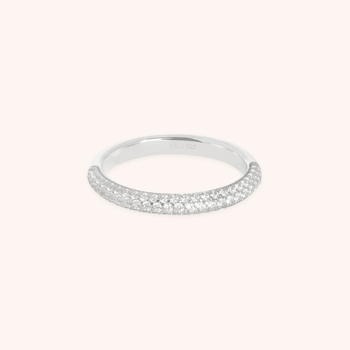 Pavé Essential Band Ring in Silver-Astrid &amp; Miyu