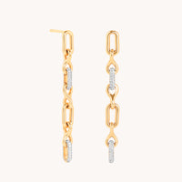 Pavé Chain Link Drop Studs in Gold-Astrid &amp; Miyu