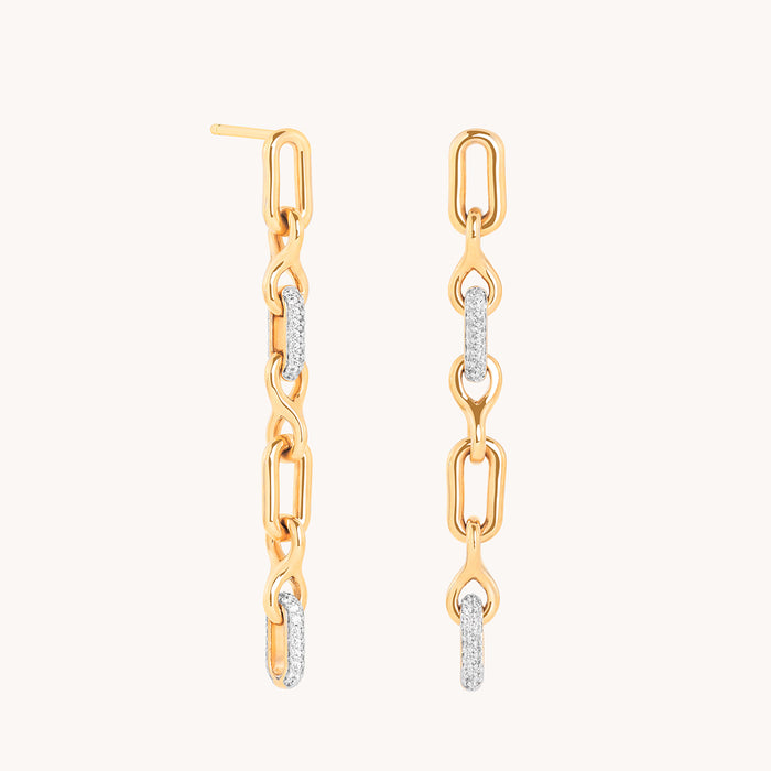 Pavé Chain Link Drop Studs in Gold-Astrid &amp; Miyu