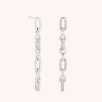Pavé Chain Link Drop Studs in Silver-Astrid &amp; Miyu
