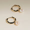 Scalloped Pearl Charm Huggies in Solid Gold-Astrid &amp; Miyu