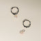 Scalloped Pearl Charm Huggies in Solid White Gold-Astrid &amp; Miyu