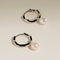 Scalloped Pearl Charm Huggies in Solid White Gold-Astrid &amp; Miyu