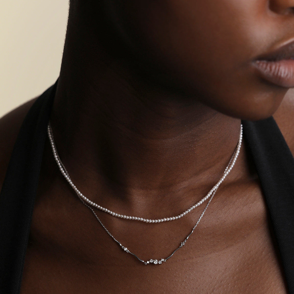 Pearl Necklace in Solid White Gold-Astrid &amp; Miyu