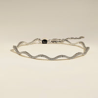 Scalloped Tennis Chain Bracelet in Silver-Astrid &amp; Miyu