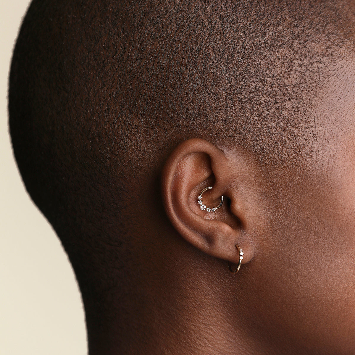 Diamond Daith Hoop in Solid Gold-Astrid &amp; Miyu