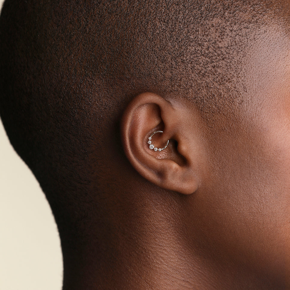 Diamond Daith Hoop in Solid Gold-Astrid &amp; Miyu