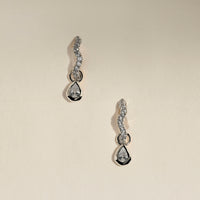 Scalloped Crystal Charm Huggies in Silver-Astrid &amp; Miyu
