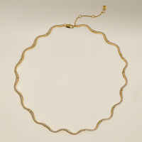 Scalloped Tennis Chain Necklace in Gold-Astrid &amp; Miyu