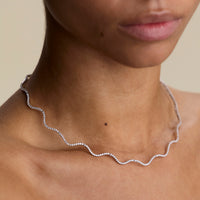 Scalloped Tennis Chain Necklace in Silver-Astrid &amp; Miyu