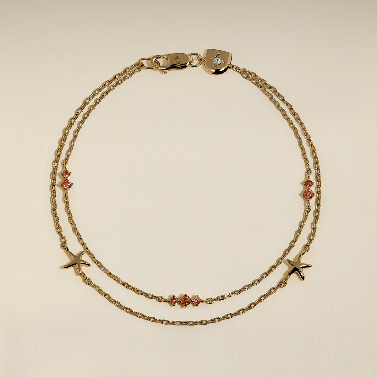 Starfish Double Chain Bracelet in Gold-Astrid &amp; Miyu