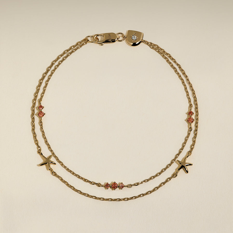 Starfish Double Chain Bracelet in Gold-Astrid &amp; Miyu