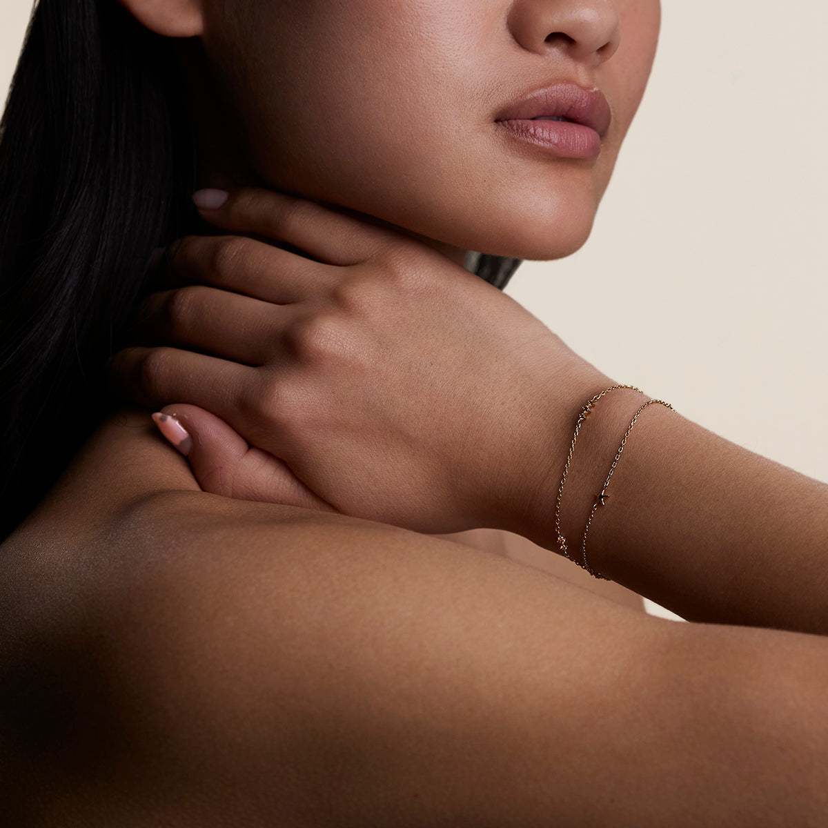 Starfish Double Chain Bracelet in Gold-Astrid &amp; Miyu