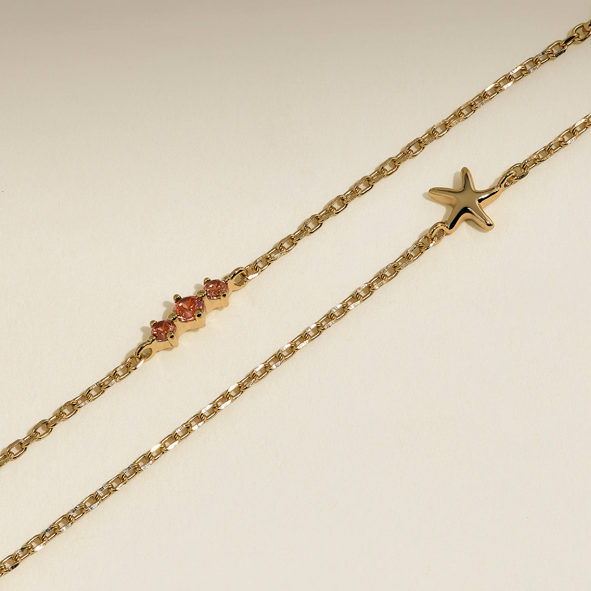 Starfish Double Chain Bracelet in Gold-Astrid &amp; Miyu