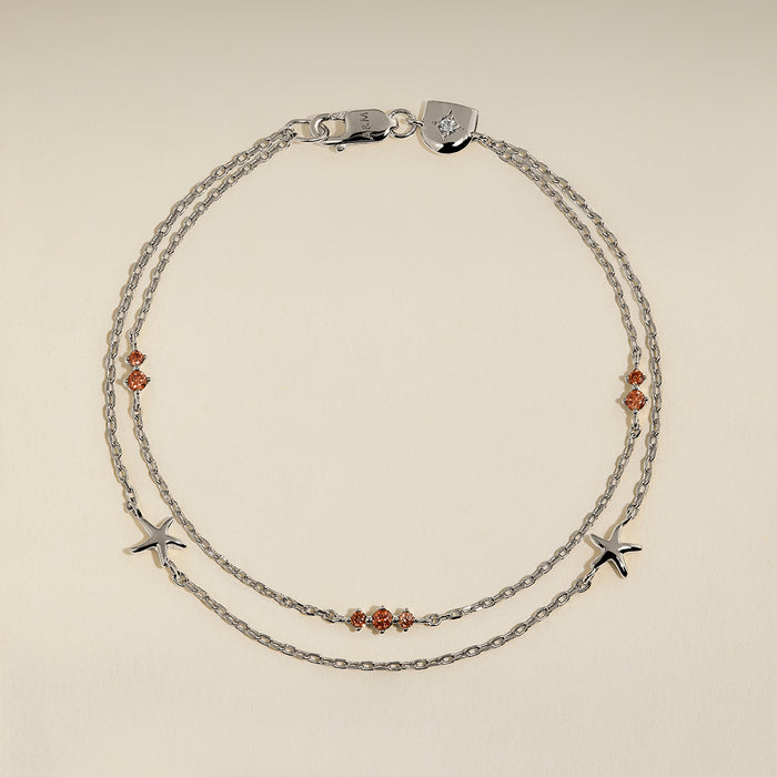 Starfish Double Chain Bracelet in Silver-Astrid &amp; Miyu