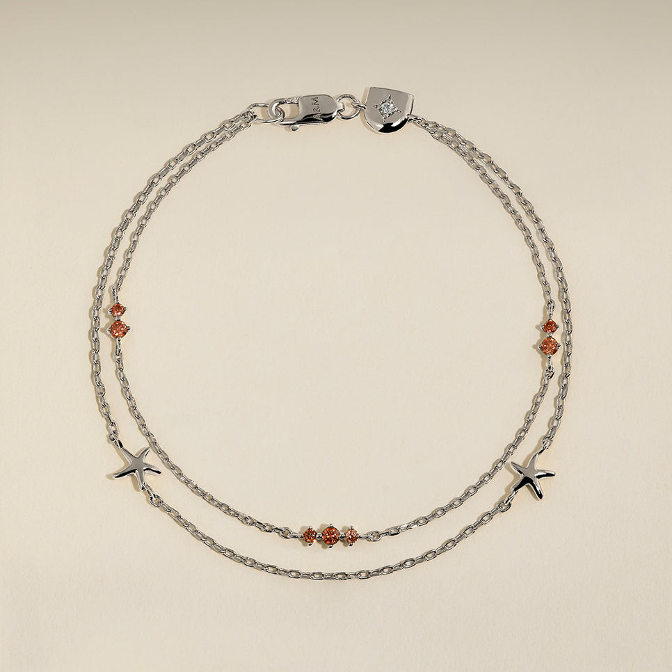 Starfish Double Chain Bracelet in Silver-Astrid &amp; Miyu