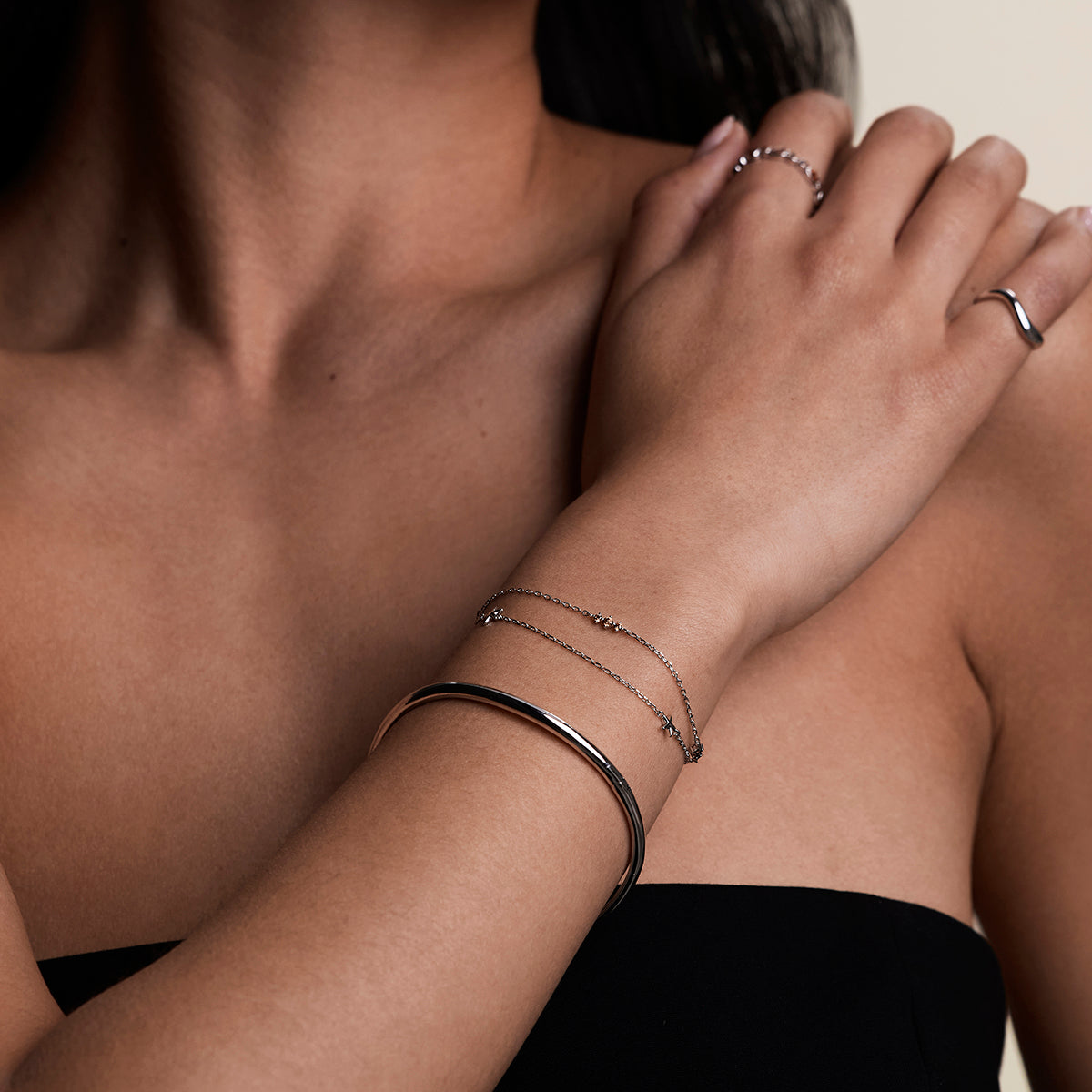 Starfish Double Chain Bracelet in Silver-Astrid &amp; Miyu