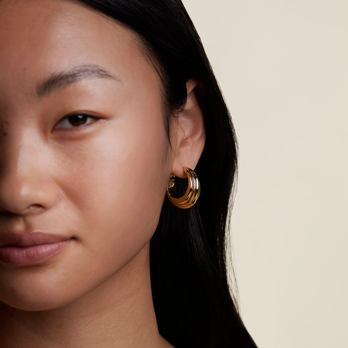 Ripple Wave Hoops in Gold-Astrid &amp; Miyu