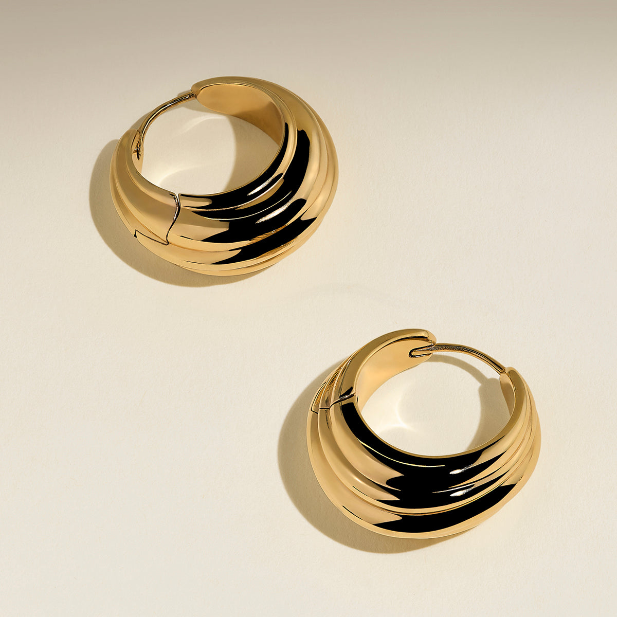 Ripple Wave Hoops in Gold-Astrid &amp; Miyu