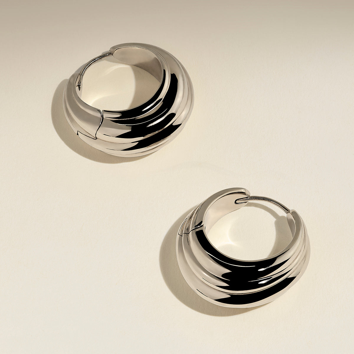 Ripple Wave Hoops in Silver-Astrid &amp; Miyu