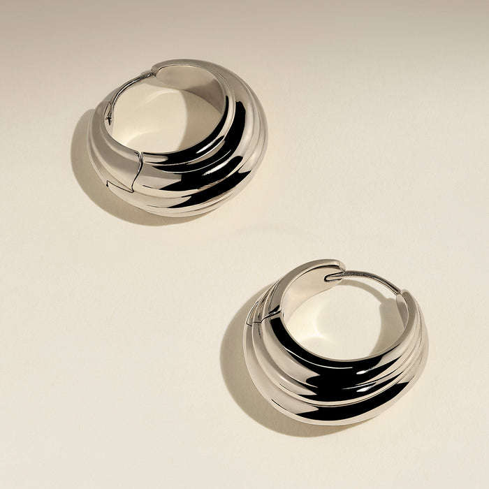 Ripple Wave Hoops in Silver-Astrid &amp; Miyu