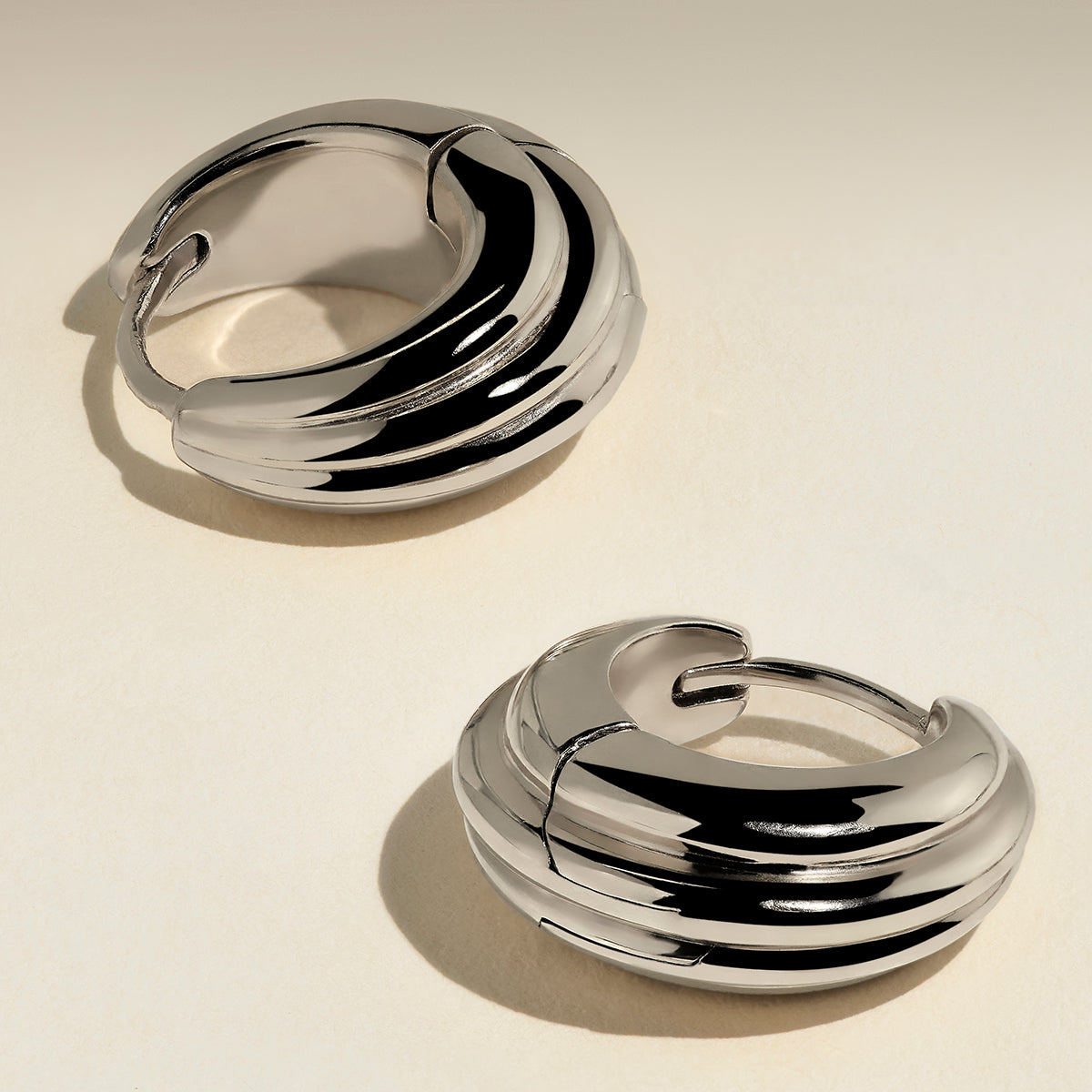 Ripple Wave Hoops in Silver-Astrid &amp; Miyu