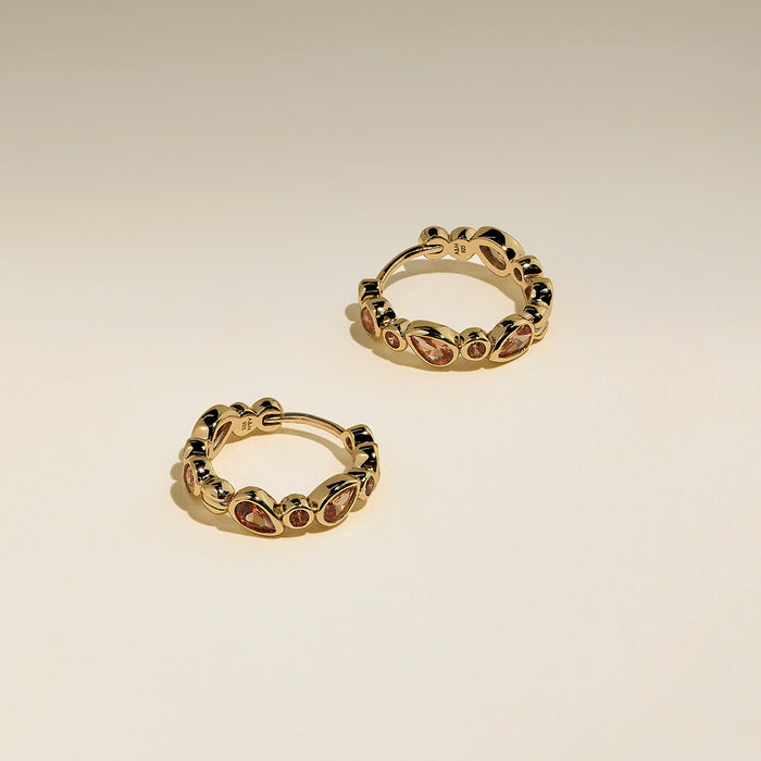 Sunset Pear Hoops in Gold-Astrid &amp; Miyu