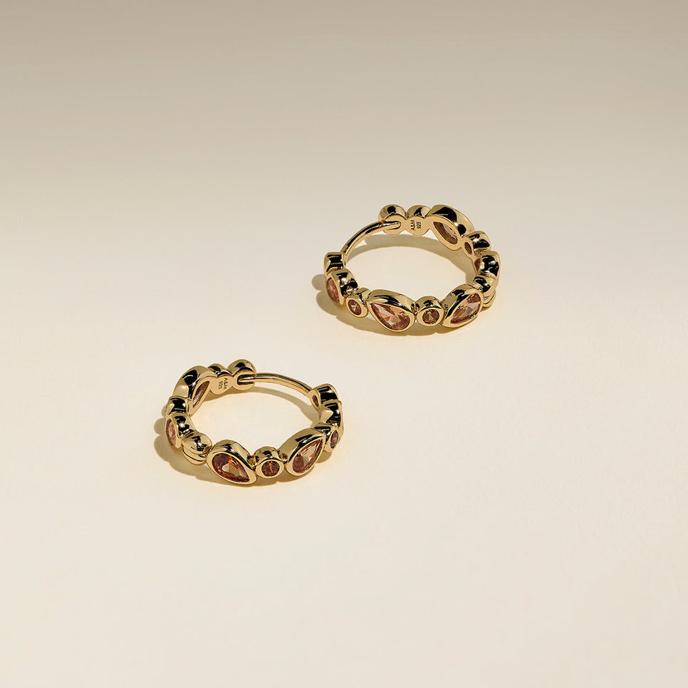 Sunset Pear Hoops in Gold-Astrid &amp; Miyu