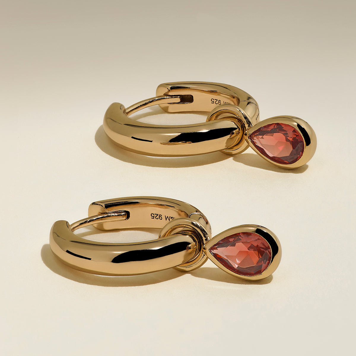 Sunset Pear Charm Hoops in Gold-Astrid &amp; Miyu