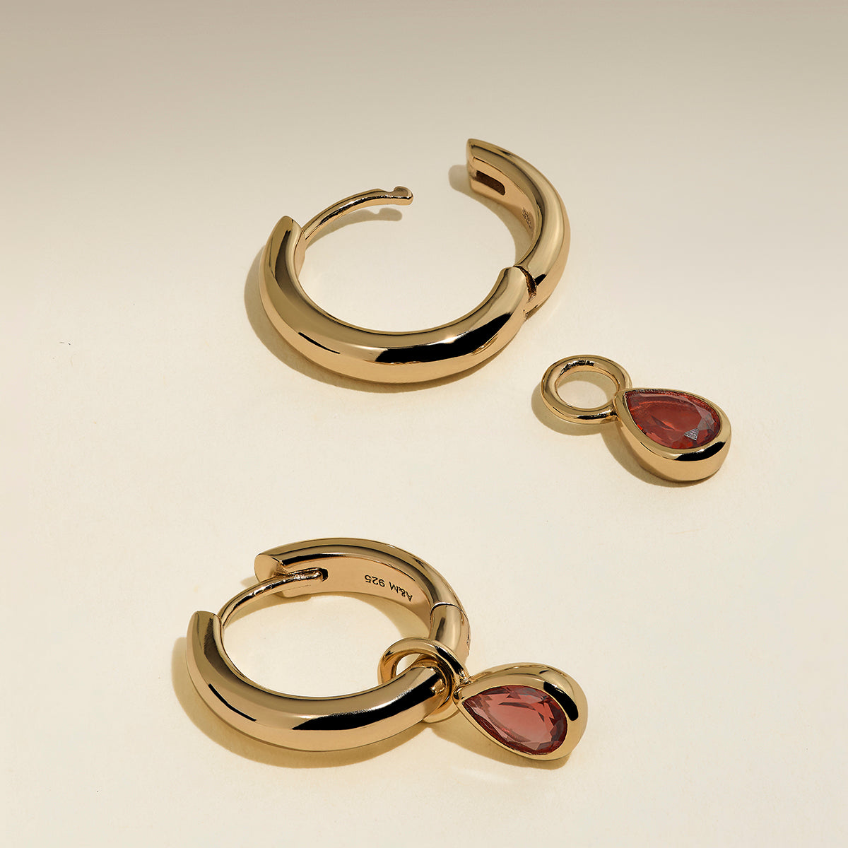 Sunset Pear Charm Hoops in Gold-Astrid &amp; Miyu