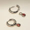 Sunset Pear Charm Hoops in Silver-Astrid &amp; Miyu