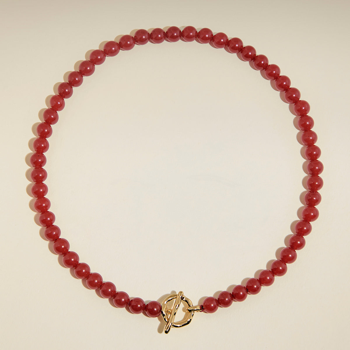 Sunset Red Beaded Necklace in Gold-Astrid &amp; Miyu