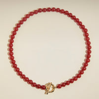 Sunset Red Beaded Necklace in Gold-Astrid &amp; Miyu