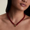 Sunset Red Beaded Necklace in Gold-Astrid &amp; Miyu