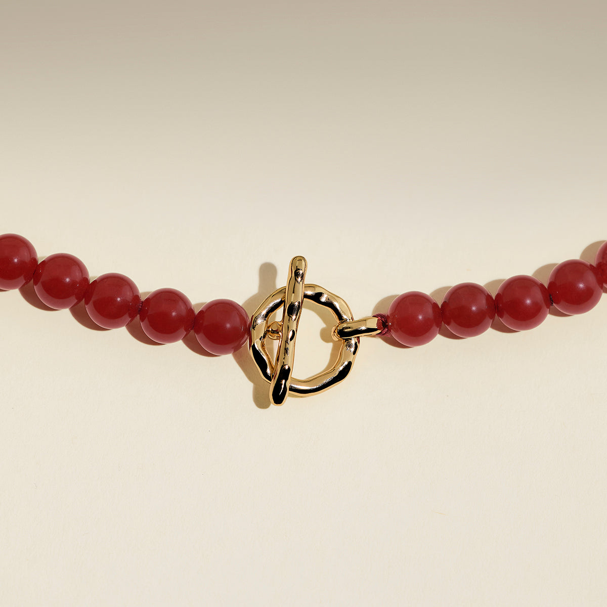 Sunset Red Beaded Necklace in Gold-Astrid &amp; Miyu