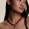 Sunset Red Beaded Necklace in Gold-Astrid &amp; Miyu