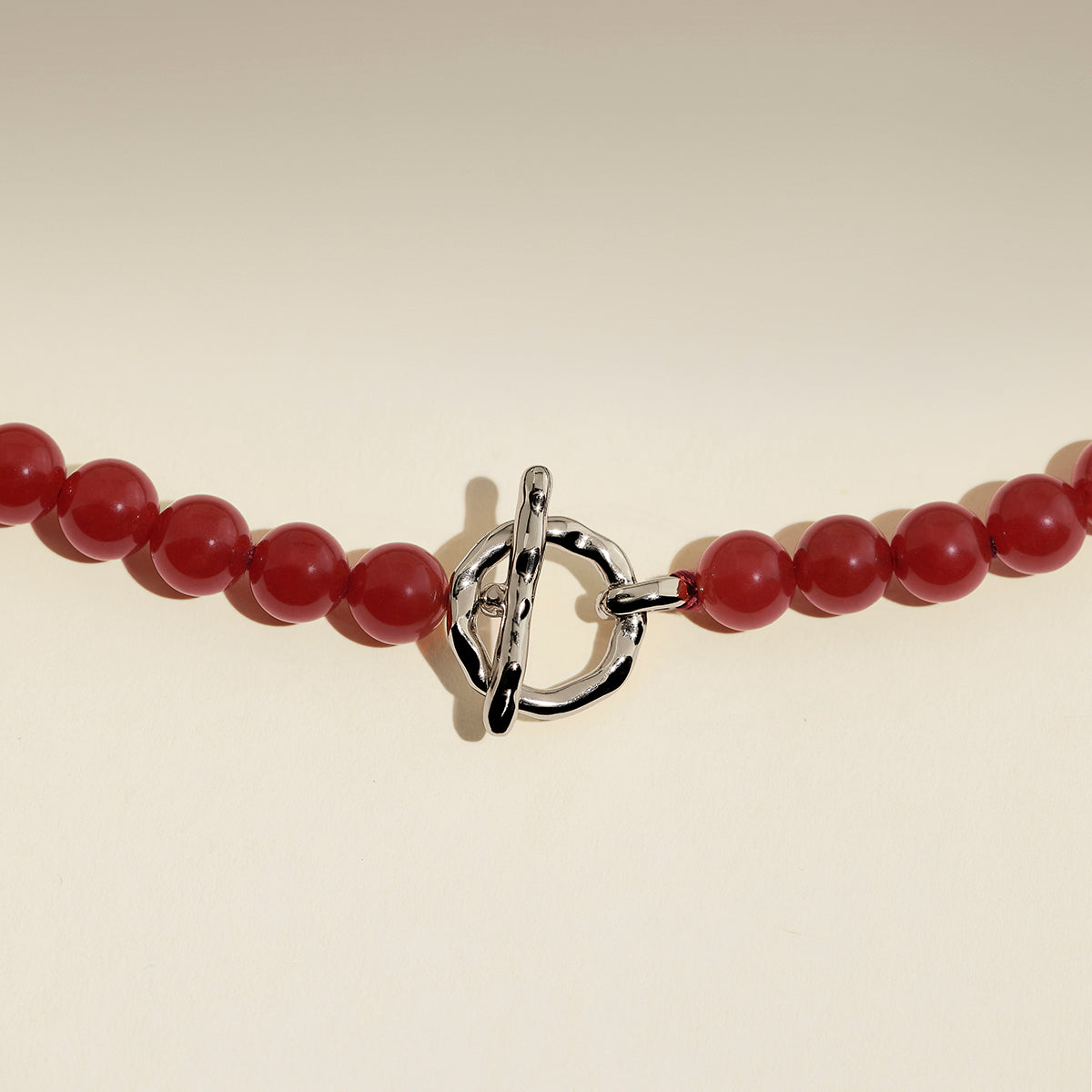 Sunset Red Beaded Necklace in Silver-Astrid &amp; Miyu