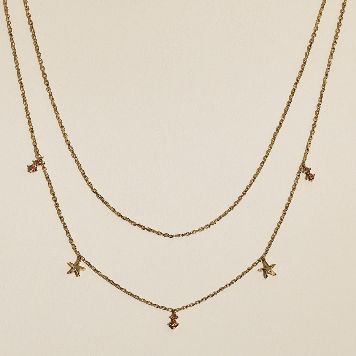 Starfish Double Chain Necklace in Gold-Astrid &amp; Miyu